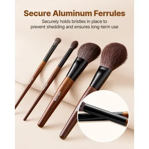 VEVOR Pinselset Makeup, 9-teilig, professionelles Schminkpinsel Set für Grundierung, Lidschatten, mit synthetischen Borsten, weicher Naturwolle, ergonomischem Holzgriff, Reise-Aufbewahrungstasche – Bild 3
