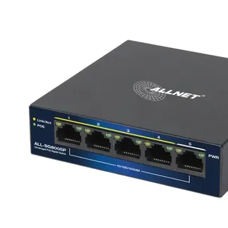 ALLNET Switch unmanaged Layer2 5 Port • 5x 1GbE • PoE Budget 69W • Lüfterlos • ALL-SG8005P ALLNET Switch unmanaged Layer2 5 Port • 5x 1GbE • PoE Budget 69W • Lüfterlos • ALL-SG8005P