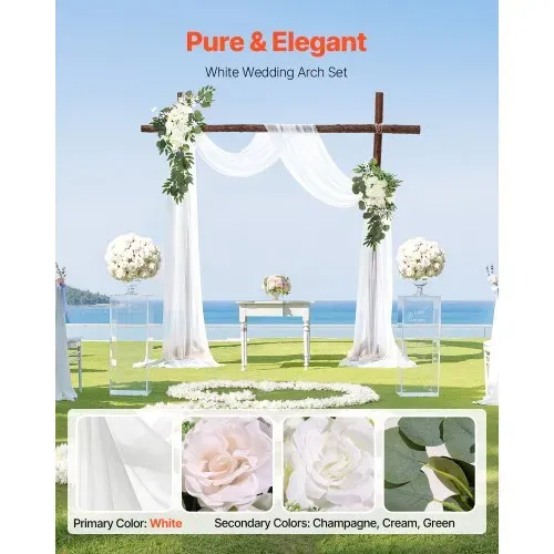 VEVOR Blumenset für Hochzeit Bogen, weiße Blumen für Traubogen mit Vorhängen (3er-Set) – 2 Blumenarrangements, 1 transparente Vorhänge, für Zeremoniensträuße, (Ohne Holzbogenständer) VEVOR Blumenset für Hochzeit Bogen, weiße Blumen für Traubogen mit Vorhängen (3er-Set) – 2 Blumenarrangements, 1 transparente Vorhänge, für Zeremoniensträuße, (Ohne Holzbogenständer)