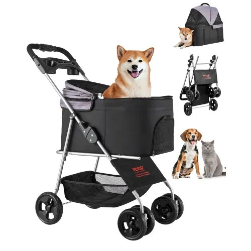 VEVOR Hundewagen 81x46x97 cm, 16,9 kg Tragkraft, faltbarer Hundebuggy, 4-Rad-Buggy mit abnehmbarer Trage und Netzfenstern, tragbarer Haustier-Buggy mit Bremse für kleine bis mittelgroße Haustiere VEVOR Hundewagen 81x46x97 cm, 16,9 kg Tragkraft, faltbarer Hundebuggy, 4-Rad-Buggy mit abnehmbarer Trage und Netzfenstern, tragbarer Haustier-Buggy mit Bremse für kleine bis mittelgroße Haustiere