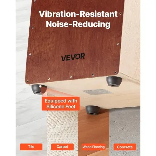VEVOR Cajon, Kistentrommel, mit internen Snare-Drähten, leichte Drum-Box aus Holz, tragbares Trommel-Musikinstrument mit Silikonfüßen, abgerundeten Kanten, für Anfänger & Profis, 305x305x430 mm – Bild 3