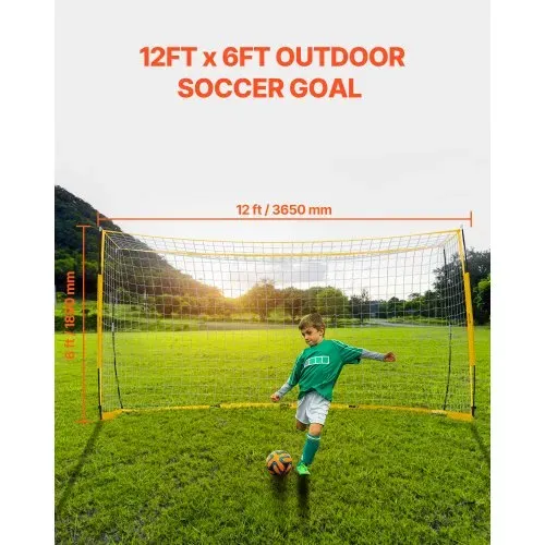 VEVOR Tragbares Fußballtor Soccertor Fußballnetz 3,66 x 1,83 m für den Garten, großes Übungsfußballnetz Trainingstor-Set mit Stahl-Glasfaserstruktur, Allwetter-Fußballtore mit Tragetasche, Gelb VEVOR Tragbares Fußballtor Soccertor Fußballnetz 3,66 x 1,83 m für den Garten, großes Übungsfußballnetz Trainingstor-Set mit Stahl-Glasfaserstruktur, Allwetter-Fußballtore mit Tragetasche, Gelb