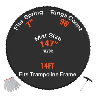 VEVOR Ersatz-Trampolinmatte Sprungmatte passend für 426 cm Rahmen, universelle Sprungmatte für rundes Trampolin, UV-beständige Matte mit 96 langlebigen V-Ringen, für 17,8 cm Federlänge VEVOR Ersatz-Trampolinmatte Sprungmatte passend für 426 cm Rahmen, universelle Sprungmatte für rundes Trampolin, UV-beständige Matte mit 96 langlebigen V-Ringen, für 17,8 cm Federlänge