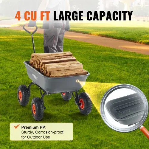 VEVOR Transportwagen, Gartenkarre mit leicht zu montierendem Stahlrahmen, Gartenwagen mit umwandelbarem 2-in-1-Griff, Mehrzweck-Schubkarre mit 270 kg Tragkraft, 25,4 cm Reifen – Bild 3