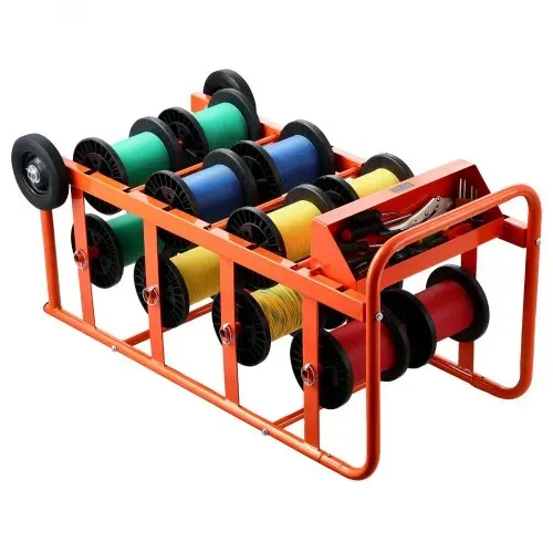 VEVOR Drahtspulenhalter 440x385x970 mm, 11 Querstangen, rollender Kabelspulenspender, freistehendes Kabelregal mit Ablagefach, 136 kg Kapazität, für Elektro-, Industrie- und Einzelhandel – Bild 10