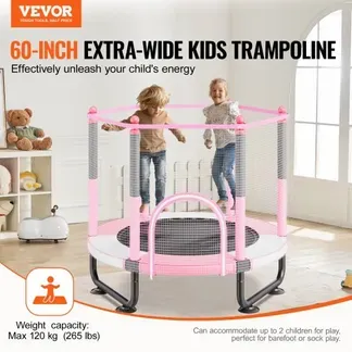 VEVOR Kindertrampolin Outdoor-Trampolin Mini Freizeittrampolin 1545 mm für Kleinkinder mit Sicherheitsnetz & Basketballkorb, Geburtstagsgeschenk Weihnachtsspielzeug für Kinder ab 3 Jahren Rosa VEVOR Kindertrampolin Outdoor-Trampolin Mini Freizeittrampolin 1545 mm für Kleinkinder mit Sicherheitsnetz & Basketballkorb, Geburtstagsgeschenk Weihnachtsspielzeug für Kinder ab 3 Jahren Rosa