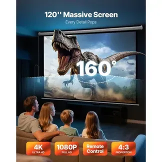 VEVOR Motor Projektionsleinwand Beamer Leinwand, 120 Zoll 4:3 4K 1080 HD, Projektionsdisplay-Projektor mit Fernbedienung, automatische Filmleinwand, tragbare Rolloleinwand Heimkino Heimbüro VEVOR Motor Projektionsleinwand Beamer Leinwand, 120 Zoll 4:3 4K 1080 HD, Projektionsdisplay-Projektor mit Fernbedienung, automatische Filmleinwand, tragbare Rolloleinwand Heimkino Heimbüro