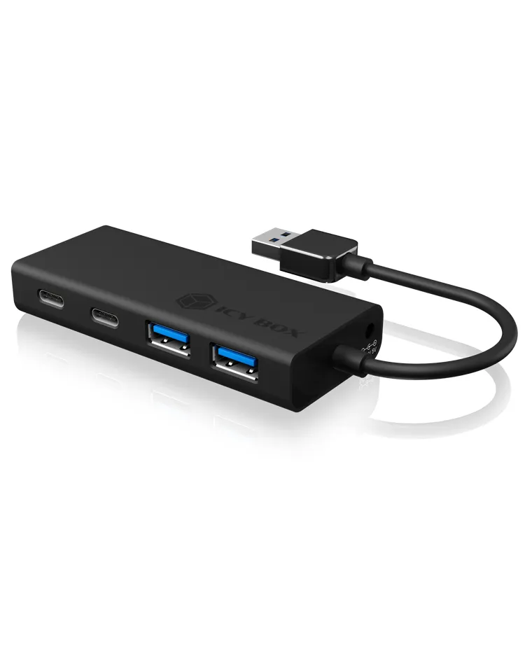ICY BOX IB-HUB1426-U3, USB 3.2 Gen 1 Hub Type-A zu 2x Type-C® und 2x Type-A USB Anschlüssen – Bild 3