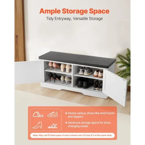 VEVOR Schuhregalbank Schuhbank (1000 x 355 x 460 mm), Eingangsbank mit gepolstertem Sitzkissen & 2 Scheunentüren, Schuhregal (136 kg belastbar), für Flur Wohnzimmer Schlafzimmer Schwarz Weiß VEVOR Schuhregalbank Schuhbank (1000 x 355 x 460 mm), Eingangsbank mit gepolstertem Sitzkissen & 2 Scheunentüren, Schuhregal (136 kg belastbar), für Flur Wohnzimmer Schlafzimmer Schwarz Weiß