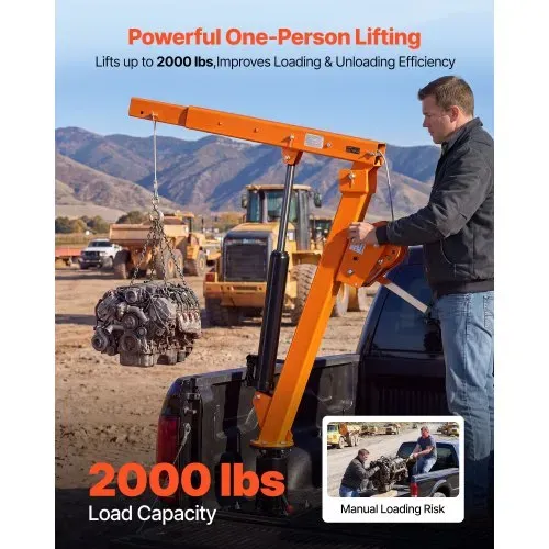 VEVOR Pickup Kran mit 907,2kg Tragkraft, Manueller Ladekran Inkl. Handwinde & 12t Hydraulikpumpe, Hebekran mit Teleskopausleger & 360° Drehkranz, Hebezeug aus Kohlenstoffstahl für Pick-up LKW Anhänger VEVOR Pickup Kran mit 907,2kg Tragkraft, Manueller Ladekran Inkl. Handwinde & 12t Hydraulikpumpe, Hebekran mit Teleskopausleger & 360° Drehkranz, Hebezeug aus Kohlenstoffstahl für Pick-up LKW Anhänger