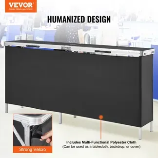 VEVOR Tragbare Messetheke Messetresen, 198 × 38,5 × 88 cm Messestand Ausstellungs-Thekenständer, Faltbarer Promotion-Bartisch Promotiontheke, Rezeptio mit Aufbewahrungsregal, Tragetasche, Schwarz VEVOR Tragbare Messetheke Messetresen, 198 × 38,5 × 88 cm Messestand Ausstellungs-Thekenständer, Faltbarer Promotion-Bartisch Promotiontheke, Rezeptio mit Aufbewahrungsregal, Tragetasche, Schwarz