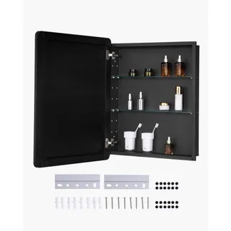 VEVOR Spiegelschrank verspiegelter Arzneischrank Medizinschrank (662 x 135 x 762 mm) für Badezimmer mit Spiegeltür & verstellbaren Glasböden, Einbau- und Wandmontage, Aluminiumrahmen, Badschrank VEVOR Spiegelschrank verspiegelter Arzneischrank Medizinschrank (662 x 135 x 762 mm) für Badezimmer mit Spiegeltür & verstellbaren Glasböden, Einbau- und Wandmontage, Aluminiumrahmen, Badschrank