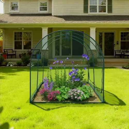VEVOR Pflanzenschutzzelt, 2489x1200x1200 mm Pflanzenschutznetz, Tür mit Reißverschluss, windbeständig, Pflanzenkäfig Gewächshaus für erhöhte Beete im Freien, Garten, Terrasse – Bild 7