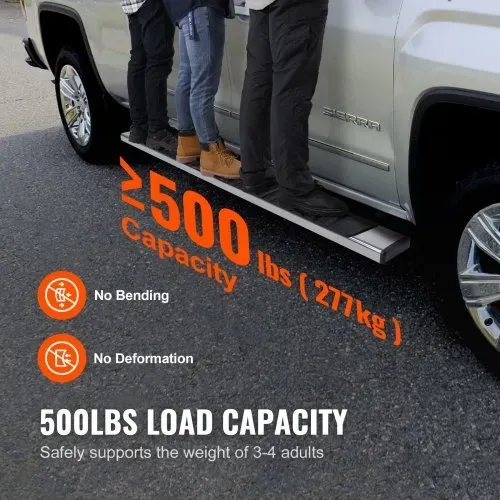 VEVOR 6 Zoll Trittbretter kompatibel mit 2007–2018 Chevy Silverado/GMC Sierra 1500 Crew Cab/2019 2500HD 3500HD 1500 LD, 201 Edelstahl-Seitentrittbretter, Tragkraft 227 kg, 2-teilig – Bild 3