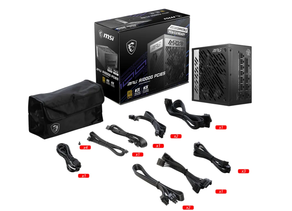MSI MPG A1000G PCIE5 Netzteil 1000 W 20+4 pin ATX ATX Schwarz – Bild 5