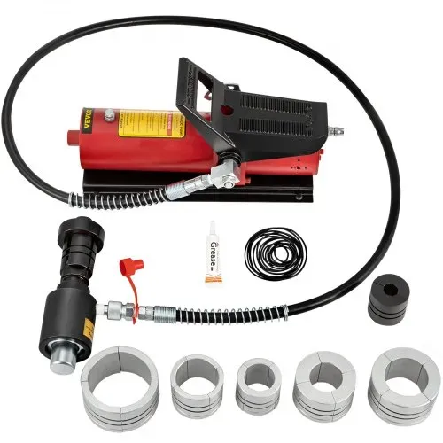 VEVOR Hydraulischer Auspuffrohr-Expander, Größe 4,13 bis 10,8 cm, 10-T-Pedalpumpe im Lieferumfang enthalten, mit 4 Matrizen, 2 Aufbewahrungskoffern für Kupfer-Aluminium-Rohre bei der Autoreparatur – Bild 9