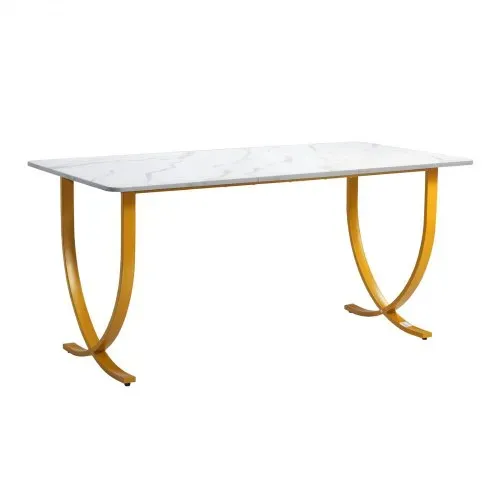 VEVOR Computertisch Bürotisch Schreibtisch (160 x 80 cm Tischplatte), moderner Arbeitstisch mit Metallrahmen & 158 kg Tragkraft für Homeoffice Arbeitszimmer Schlafzimmer Wohnzimmer, Weiß Gold – Bild 8