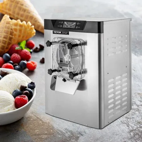VEVOR kommerzielle Eismaschine Eiscrememaschine 16-20 L/H Eiscreme, 1400 W Harteiscreme-Maschine mit intelligentem LCD-Display & verschiedenen Geschmacksrichtungen, für Snackbar, Restaurant Silber – Bild 7