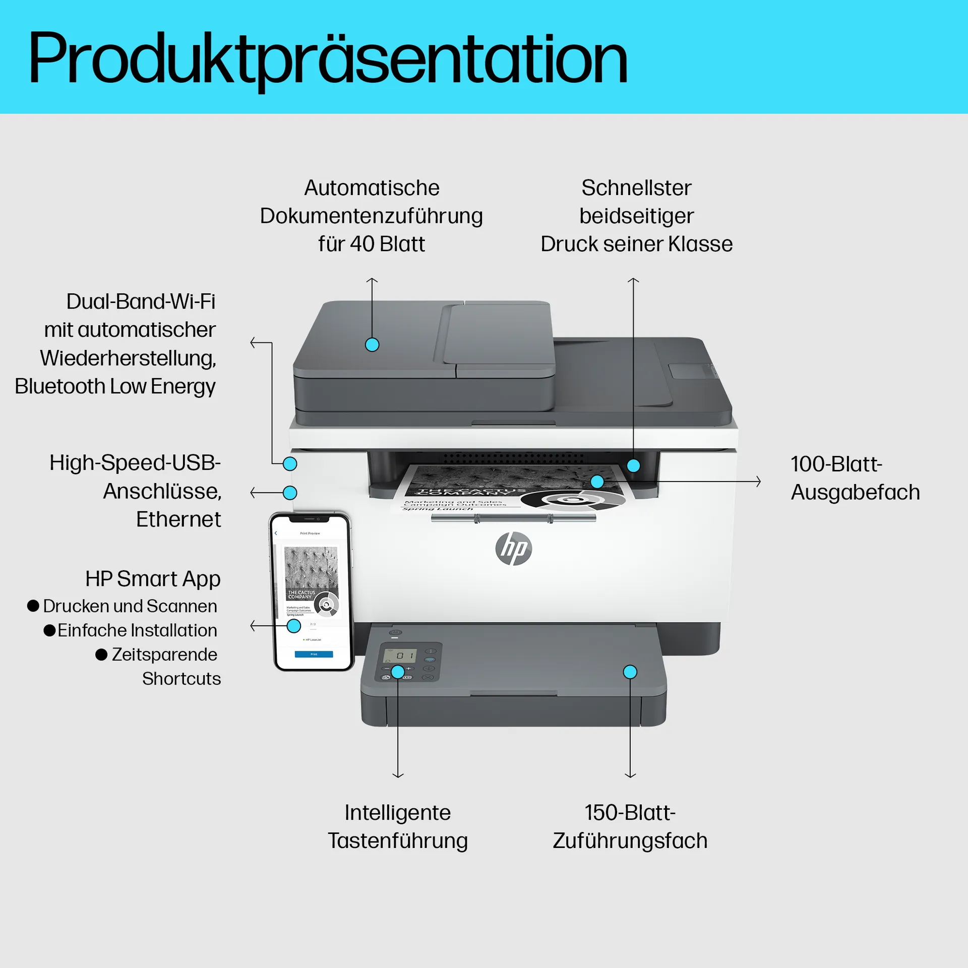 HP LaserJet M234sdw Wireless Multifunction Schwarzweiß Drucker, Kopierer, Scanner; Duplex – Bild 3