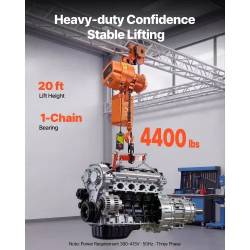 VEVOR Elektrischer Kettenzug 2000 kg, 6 m Hubhöhe, Dreiphasig-Brückenkran mit 100 m Funkfernbedienung, G100-Kette & Notstopp, Elektrokettenzug für Fabriken, Lagerhallen, Garagen VEVOR Elektrischer Kettenzug 2000 kg, 6 m Hubhöhe, Dreiphasig-Brückenkran mit 100 m Funkfernbedienung, G100-Kette & Notstopp, Elektrokettenzug für Fabriken, Lagerhallen, Garagen