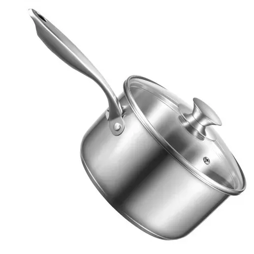 VEVOR Kochtopf Großraumtopf 2,37 L mit Glasdeckel & Dampfschicht, Suppentopf Gemüsetopf mit ergonomischem Griff, Milchtopf aus Edelstahl Gemüsetopf Silber spülmaschinengeeignete Soßentopf – Bild 9