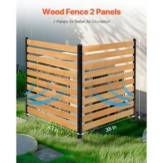VEVOR Sichtschutzzaun Holz, 1100×982 mm, 2-Paneele-Gartenzaun für Klimaanlagen, Umzäunung für Poolausrüstung mit Metallpfählen, Lattenzaun, Mülltonnenversteck für den Außenbereich als Gartendekoration VEVOR Sichtschutzzaun Holz, 1100×982 mm, 2-Paneele-Gartenzaun für Klimaanlagen, Umzäunung für Poolausrüstung mit Metallpfählen, Lattenzaun, Mülltonnenversteck für den Außenbereich als Gartendekoration