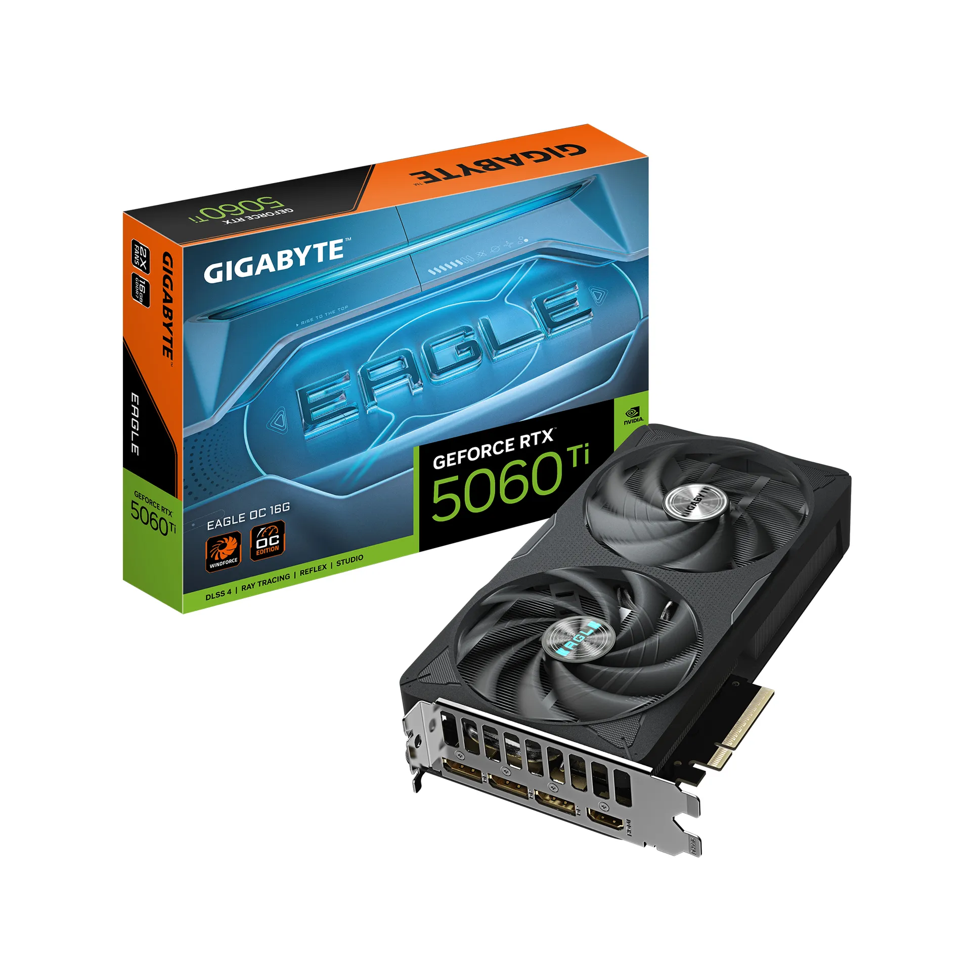 GIGABYTE GeForce RTX 5060 Ti EAGLE OC 16G Grafikkarte – 16 GB GDDR7, 128 Bit, PCI-E 5.0, 2617 MHz Kernfrequenz, 3 x DisplayPort, 1 x HDMI, GV-N506TEAGLE OC-16GD GIGABYTE GeForce RTX 5060 Ti EAGLE OC 16G Grafikkarte – 16 GB GDDR7, 128 Bit, PCI-E 5.0, 2617 MHz Kernfrequenz, 3 x DisplayPort, 1 x HDMI, GV-N506TEAGLE OC-16GD