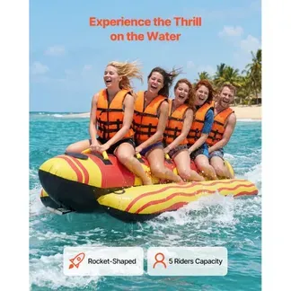 VEVOR Towable Funtube für 5 Personen, Aufblasbares Wasser Tube bis 385 kg Belastung, 5-Sitzer Schlauchboot mit Robustem Nylon-Überzug, Gepolsterten Haltegriffen & Sicherheitsventil, Wassersport-Spaß VEVOR Towable Funtube für 5 Personen, Aufblasbares Wasser Tube bis 385 kg Belastung, 5-Sitzer Schlauchboot mit Robustem Nylon-Überzug, Gepolsterten Haltegriffen & Sicherheitsventil, Wassersport-Spaß