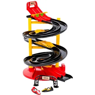 Rennbahn-Turm mit zwei Rennwagen, Spielfahrzeug Rennbahn-Turm mit zwei Rennwagen, Spielfahrzeug