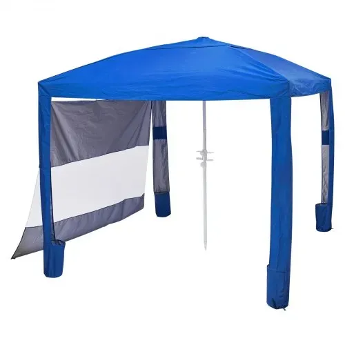 VEVOR Strand-Cabana, 2,4 x 2,4 m Strandzelt mit Seitenwand, UPF 50+ Sonnenschutz, Strandpavillon mit Sandsäcken, höhenverstellbarer & tragbarer Sonnenschutz für Familie und Freunde, Blau – Bild 10