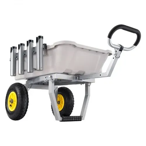 VEVOR Angelwagen Faltbar, 90,7kg Belastbarer Bollerwagen mit 2 All-Terrain-Gummireifen, Transportwagen mit Alugestell 8 Rutenhaltern, Multifunktionale Transportkarre für Angeln Camping Strand Outdoor – Bild 8