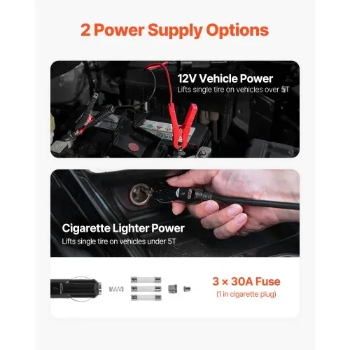 VEVOR elektrischer Wagenheber verstellbarer tragbarer Scherenwagenheber (5 t) mit eingebauter Pumpe, Reifenwechselersatz mit Schlagschrauber & LED-Licht Wagenheber-Set für Limousine SUV Lkw – Bild 5