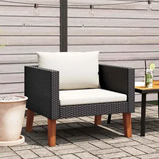 vidaXL 1-Sitzer-Gartensofa mit Auflagen Poly Rattan Schwarz vidaXL 1-Sitzer-Gartensofa mit Auflagen Poly Rattan Schwarz