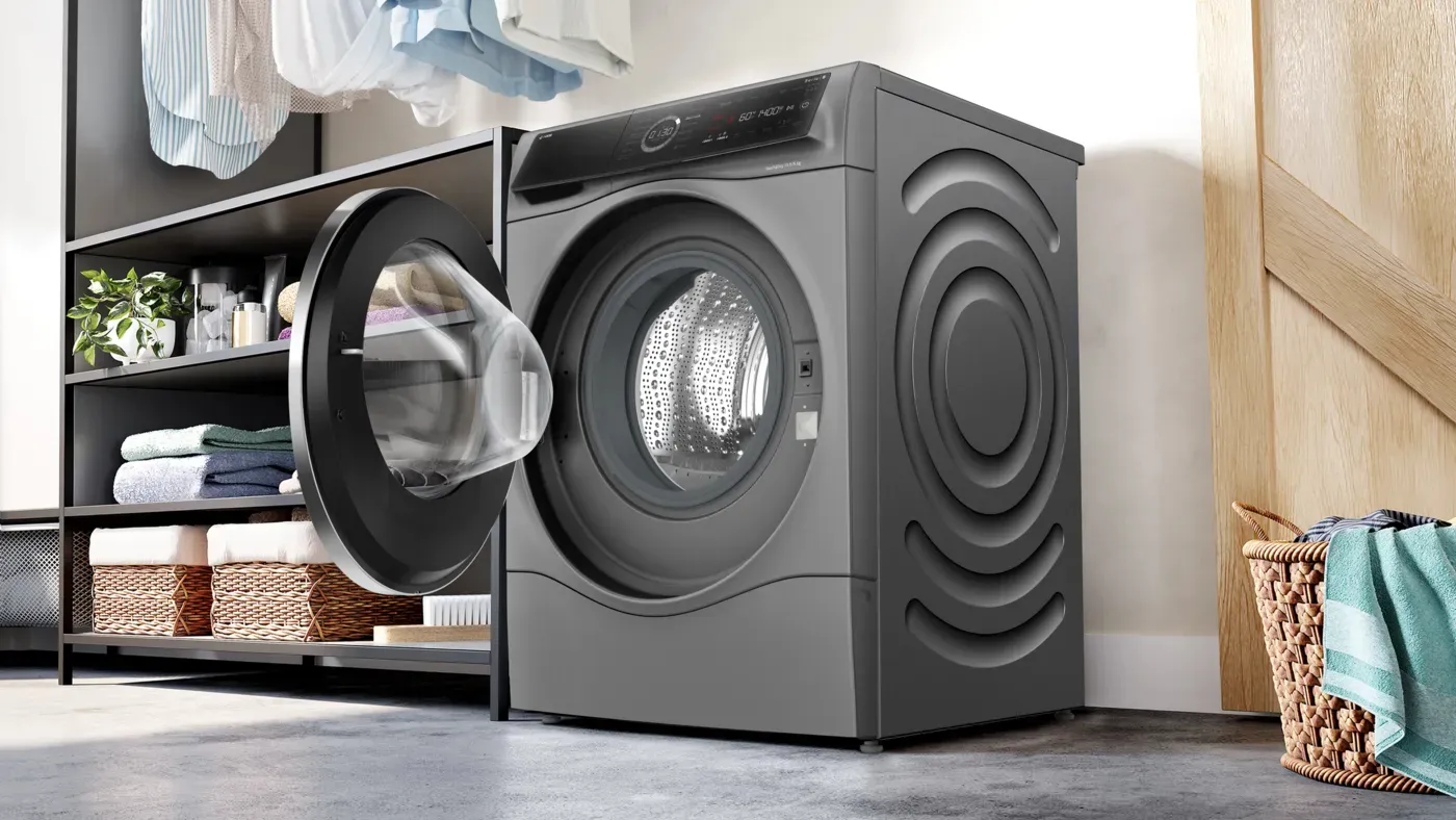 Bosch Serie 8 WNC254AS0 Waschtrockner Freistehend Frontlader Edelstahl – Bild 3