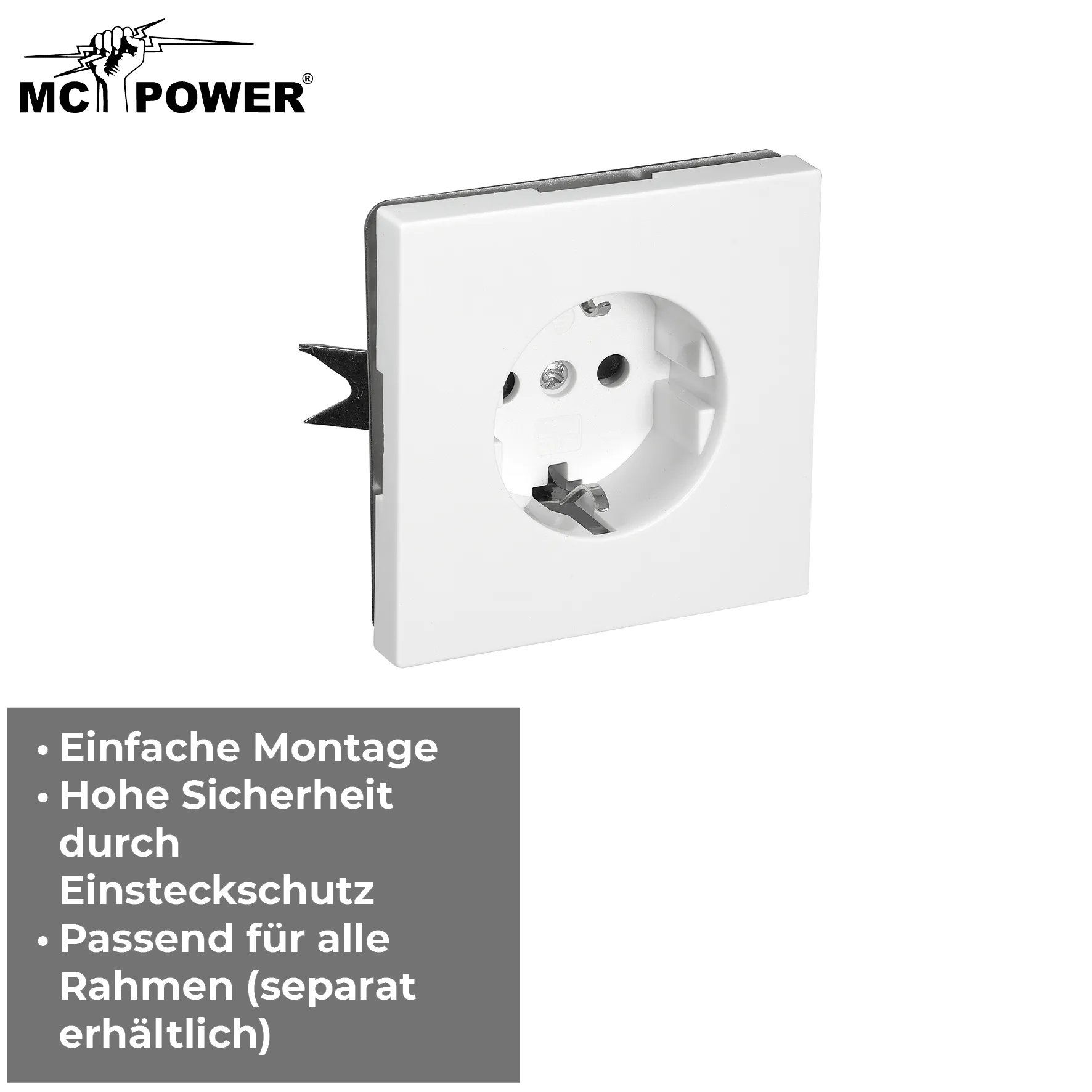 Schutzkontakt-Steckdose McPower ''Shallow'' 250V~/16A, UP, Steckanschluss, weiß – Bild 4
