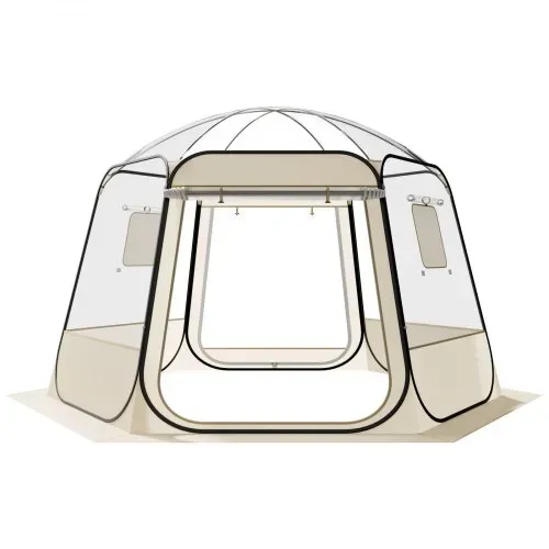VEVOR Pop-up-Bubble-Zelt, 336x305x220 cm, transparentes Campingzelt, Garten-Kuppel-Iglu-Zelt mit Fenstern, 540°-Panoramablick, für 8–10 Personen, Terrasse, Hinterhof – Bild 8