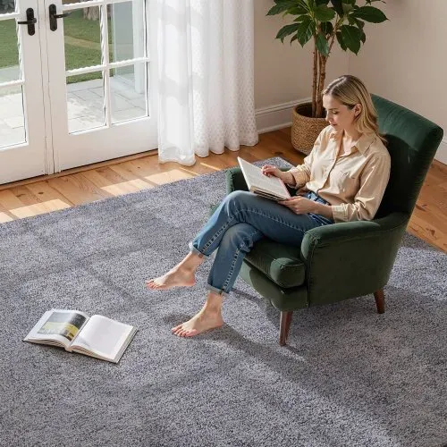 VEVOR Kuscheliger Kurzflor Teppich 3048x2438 mm, 20 mm Florhöhe, Bodenteppich für den Innenbereich für Wohnzimmer, Schlafzimmer, Arbeitszimmer, fusselfrei und mit rutschfester TPR-Unterseite – Bild 7