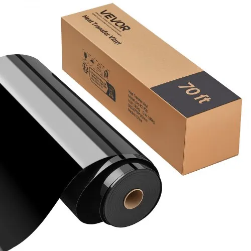VEVOR Vinylfolie Wärmeübertragung Transferfolie (304,8 x 21336 mm), glänzend schwarze HTV-Bügelvinylrolle, kompatibel mit Schneidemaschinen, für verschiedene Materialien T-Shirts Kissen Hüte VEVOR Vinylfolie Wärmeübertragung Transferfolie (304,8 x 21336 mm), glänzend schwarze HTV-Bügelvinylrolle, kompatibel mit Schneidemaschinen, für verschiedene Materialien T-Shirts Kissen Hüte