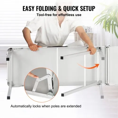 VEVOR Tragbare Messetheke Messetresen, 198 × 38,5 × 88 cm Messestand Ausstellungs-Thekenständer, Faltbarer Promotion-Bartisch Promotiontheke, Rezeptio mit Aufbewahrungsregal, Tragetasche, Schwarz – Bild 3