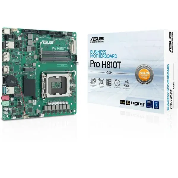 ASUS Pro H810T-CSM Intel H810 LGA 1851 (Socket V1) Thin Mini ITX ASUS Pro H810T-CSM Intel H810 LGA 1851 (Socket V1) Thin Mini ITX