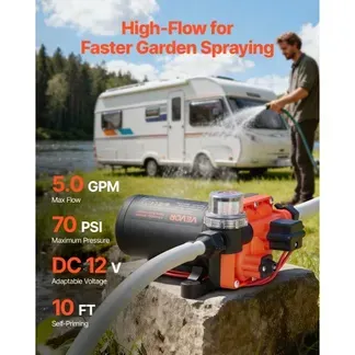VEVOR Membranpumpe, 12 V DC, 18,9 L/min, selbstansaugende 4-Kammer-Membranwasserpumpe mit automatischem Druckschalter, 4,8 bar Druck, für Wohnmobil, Wohnwagen, Schiff, Yacht, Autowäsche VEVOR Membranpumpe, 12 V DC, 18,9 L/min, selbstansaugende 4-Kammer-Membranwasserpumpe mit automatischem Druckschalter, 4,8 bar Druck, für Wohnmobil, Wohnwagen, Schiff, Yacht, Autowäsche