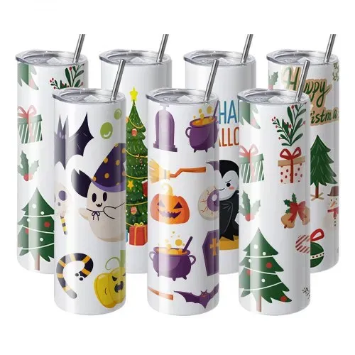 VEVOR 8er-Pack Gerade Sublimationsbecher, 887 ml Blanko-Becher, Edelstahl-Doppelwandbecher mit Strohhalm, Deckel, Bürste, Boden, Schrumpffolie, Geschenkbox, für Wärmepresse & Wärmeübertragung – Bild 8