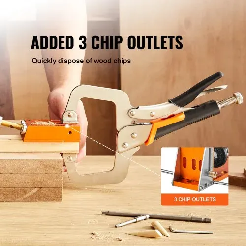 VEVOR Pocket Hole Jig Kit Dreitaschenloch mit Schraubenschlüssel & Vierkantantriebsbits, Dübelhilfe Bohrlehre zum Bohren von Taschenlöchern und Schräglöchern, Bohrhilfe für Holzbearbeitung – Bild 5