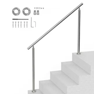 VEVOR Handläufe für Außentreppen, 150 cm langes Treppenhandlauf-Set, Übergangsgeländer aus Edelstahl mit Montagesatz, doppelsäulige Treppenhandläufe für Senioren, Veranda und Terrasse VEVOR Handläufe für Außentreppen, 150 cm langes Treppenhandlauf-Set, Übergangsgeländer aus Edelstahl mit Montagesatz, doppelsäulige Treppenhandläufe für Senioren, Veranda und Terrasse