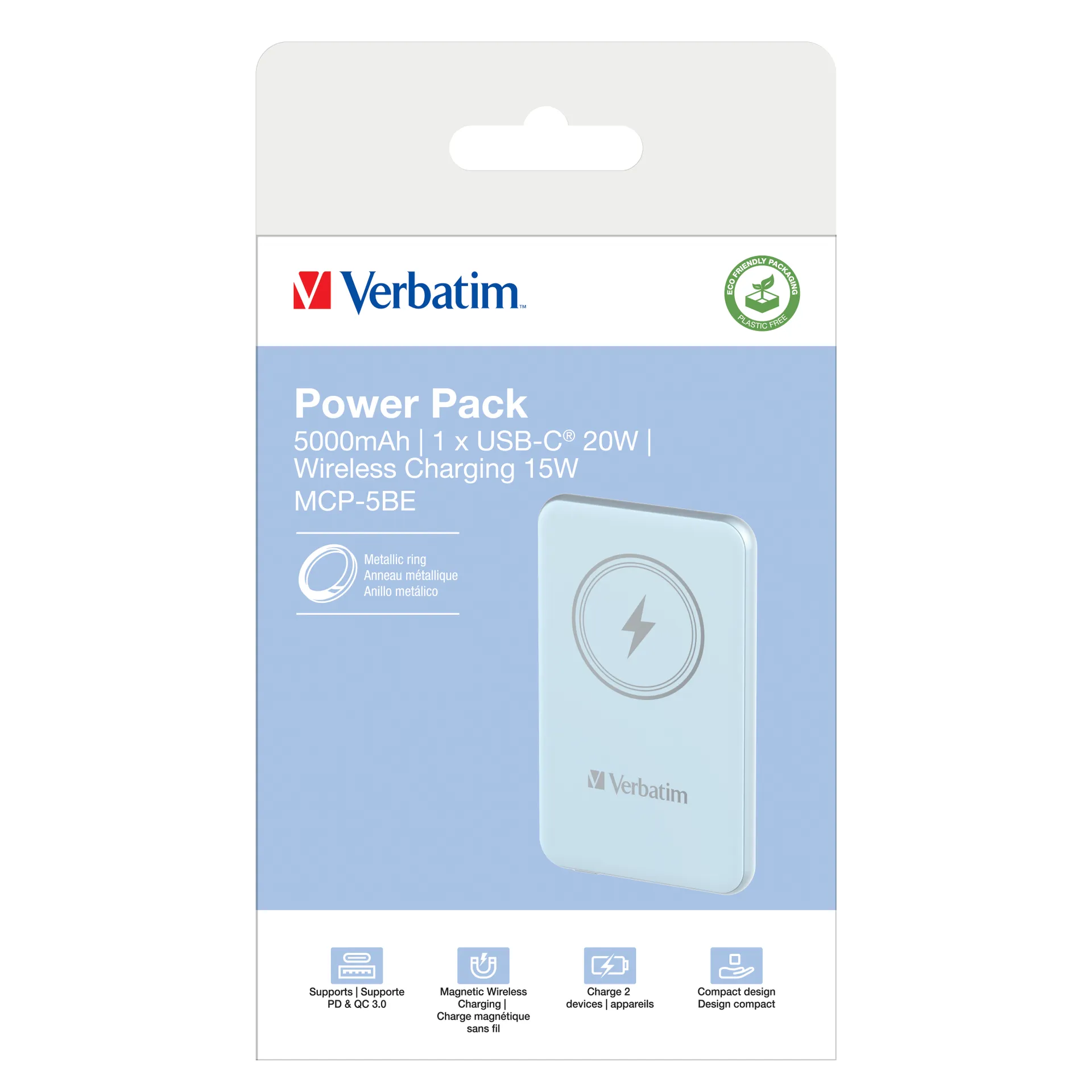 Verbatim Charge 'n' Go Lithium Polymer (LiPo) 5000 mAh Kabelloses Aufladen Blau – Bild 4