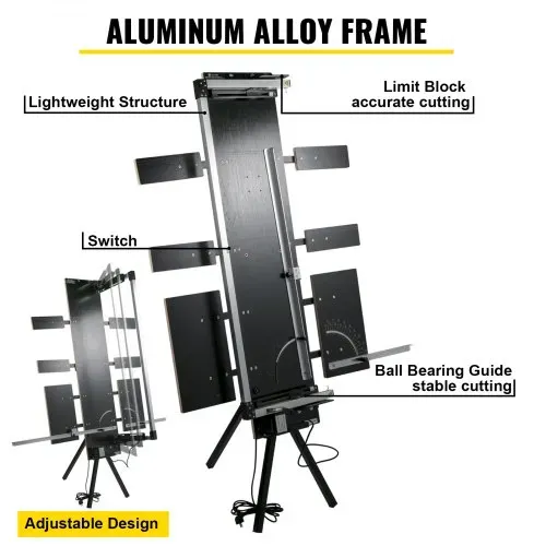 VEVOR Styroporschneider, 200W Schaumschneider aus Aluminiumlegierung, Styrocutter mit Nickel-Chrom-Legierun, 42V Ausgangsspannung, Schnittlänge 127 cm Nut-Maschine für Profis, Heimwerker, 179x42x15cm – Bild 4