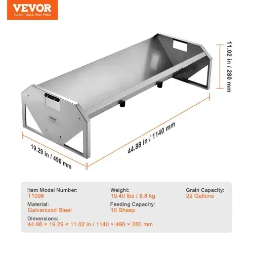 VEVOR Futtertrog Vieh, 114 x 49 x 28 cm, Futterraufe, robuste Heuraufe aus Stahl, Futtertrog für Schafe aus verzinktem Stahl, zur Fütterung von Pferden, Schafen, Schweineställen, Futterspender – Bild 6