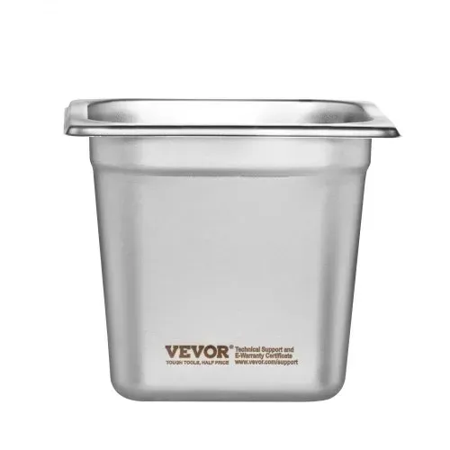 VEVOR Gastronormbehälter, Edelstahl Behälter 6 Stk. 1/6 Größe 178 x 168 x 160 mm Speisebehälter, kommerzieller Dampfpfanne Warmhaltebehälter für Speisen, Torten, Hotelpfanne Tisch Food Pan Buffet – Bild 10