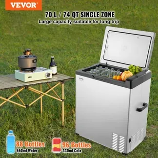 VEVOR Autokühlschrank, 12-Volt-Autokühlschrank, tragbarer 70-Liter-Einzelzonen-Gefrierschrank, einstellbarer Bereich von -4℉ bis 68℉, 12/24 V DC und 100-240 V AC-Kompressorkühler für Outdoor, Camping, Wohnmobil VEVOR Autokühlschrank, 12-Volt-Autokühlschrank, tragbarer 70-Liter-Einzelzonen-Gefrierschrank, einstellbarer Bereich von -4℉ bis 68℉, 12/24 V DC und 100-240 V AC-Kompressorkühler für Outdoor, Camping, Wohnmobil