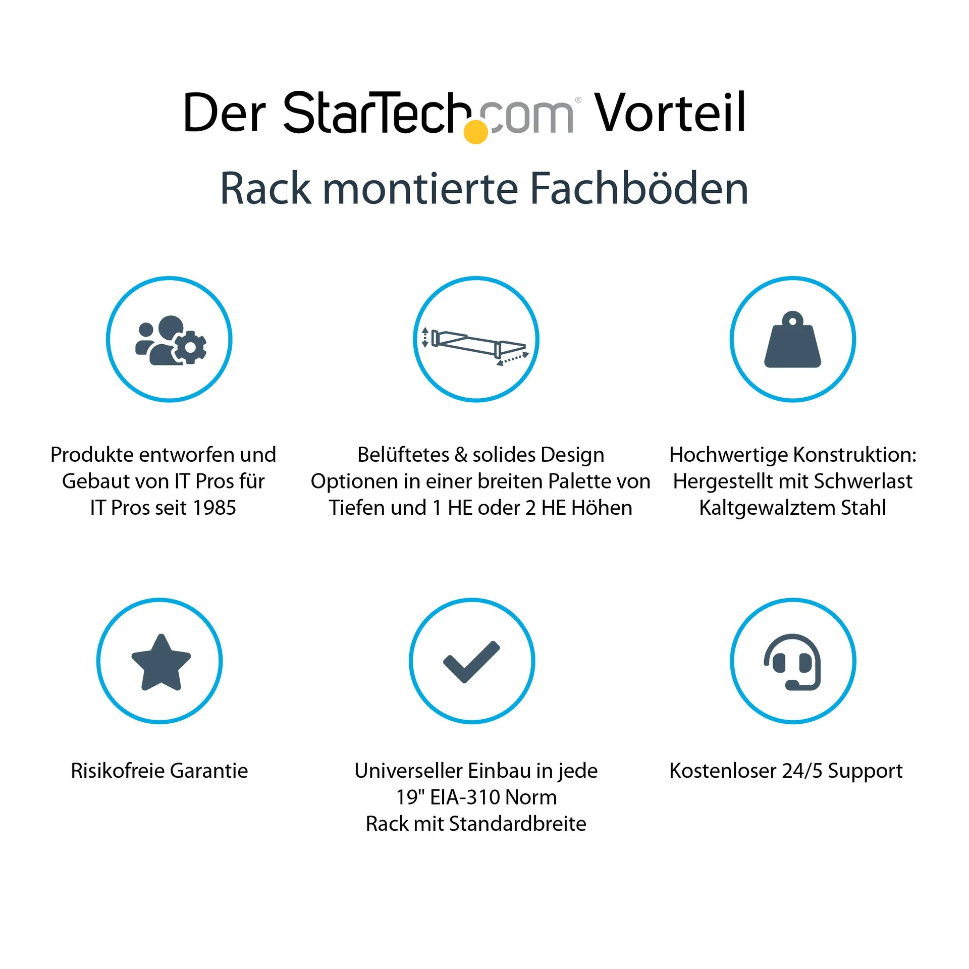 StarTech.com 2 HE Universal Server Rack/ Schrank Fachboden bis 22 Kg - 40 cm Tief - belüftet – Bild 4